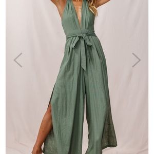 Olive Halter Jumpsuit